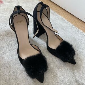 Frances Valentine Suede D'Orsay Black Pumps Size 8